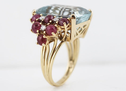 Sanjie Sea Blue Moissanite Ring - PratSN