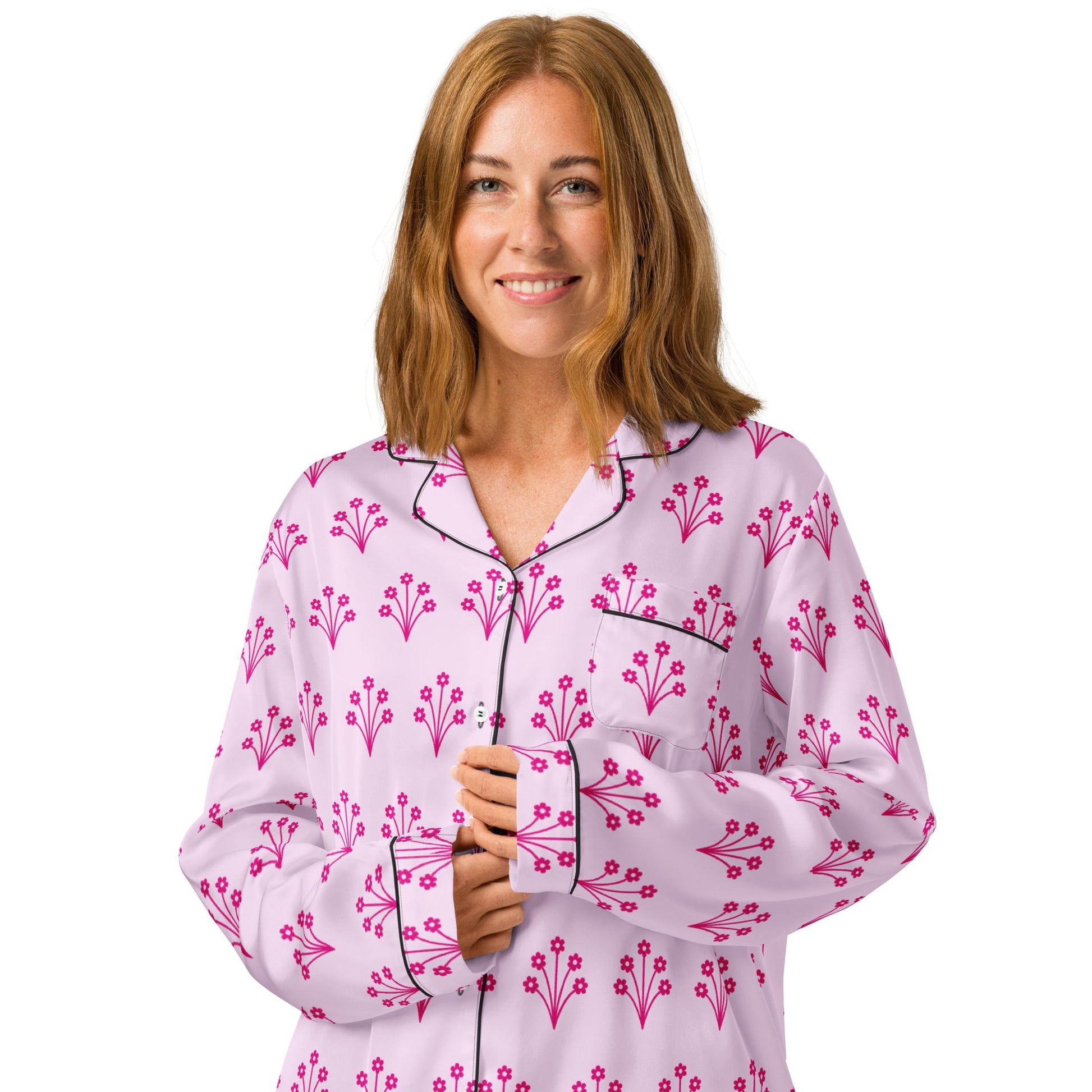 Selago pink Women’s long sleeve pajama top - PratSN
