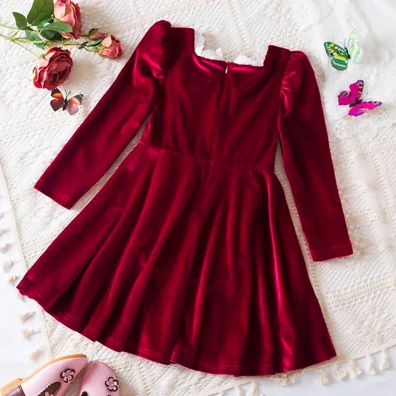 Sequin Dress for Girls Red/Geen Christmas Costume Elegant Sweet Autumn Winter Christmas New Year Full Sleeve Kids Party Dresses - PratSN