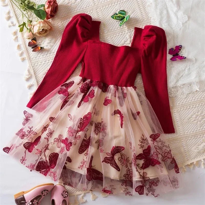 Sequin Dress for Girls Red/Geen Christmas Costume Elegant Sweet Autumn Winter Christmas New Year Full Sleeve Kids Party Dresses - PratSN