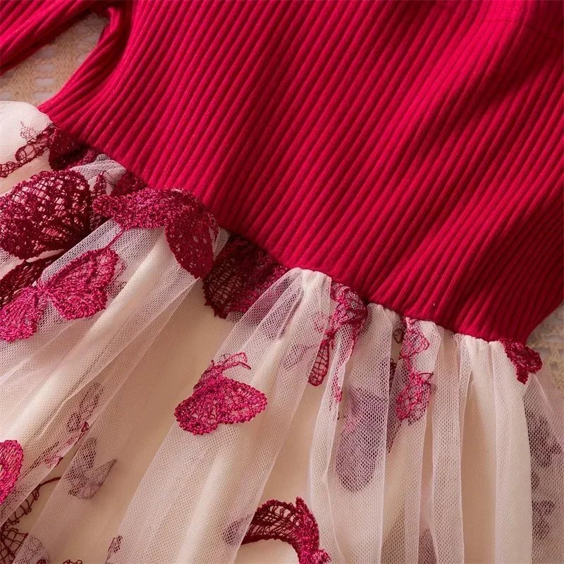 Sequin Dress for Girls Red/Geen Christmas Costume Elegant Sweet Autumn Winter Christmas New Year Full Sleeve Kids Party Dresses - PratSN