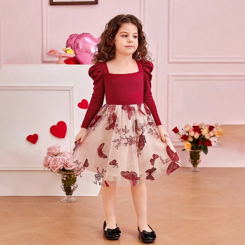 Sequin Dress for Girls Red/Geen Christmas Costume Elegant Sweet Autumn Winter Christmas New Year Full Sleeve Kids Party Dresses - PratSN