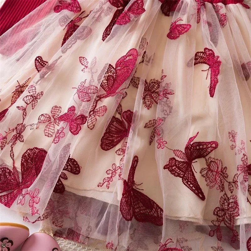 Sequin Dress for Girls Red/Geen Christmas Costume Elegant Sweet Autumn Winter Christmas New Year Full Sleeve Kids Party Dresses - PratSN