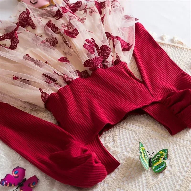 Sequin Dress for Girls Red/Geen Christmas Costume Elegant Sweet Autumn Winter Christmas New Year Full Sleeve Kids Party Dresses - PratSN
