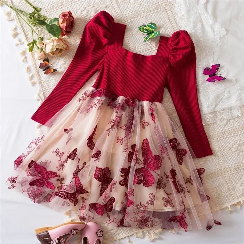 Sequin Dress for Girls Red/Geen Christmas Costume Elegant Sweet Autumn Winter Christmas New Year Full Sleeve Kids Party Dresses - PratSN
