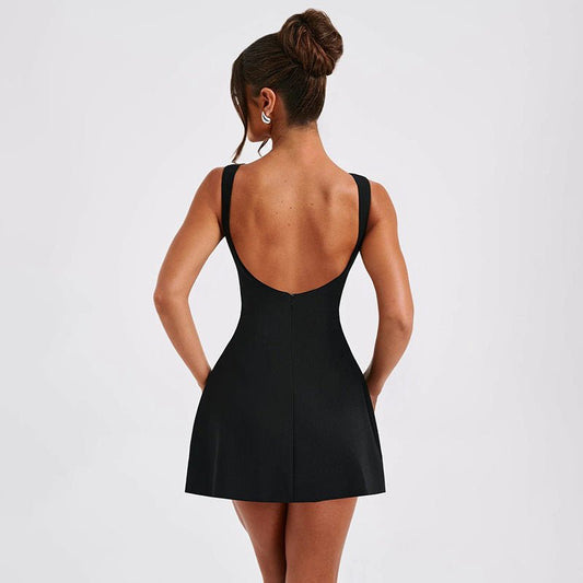 Sexy Slim - fitting Backless Dress Summer Sleeveless Short Dresses - PratSN