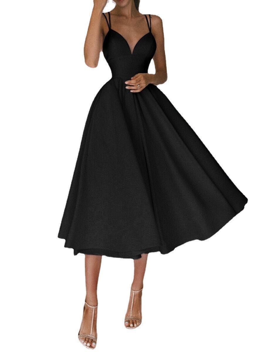 Sexy V - neck Suspender Dress Summer Fashion A - Line Long Dresses For Women - PratSN
