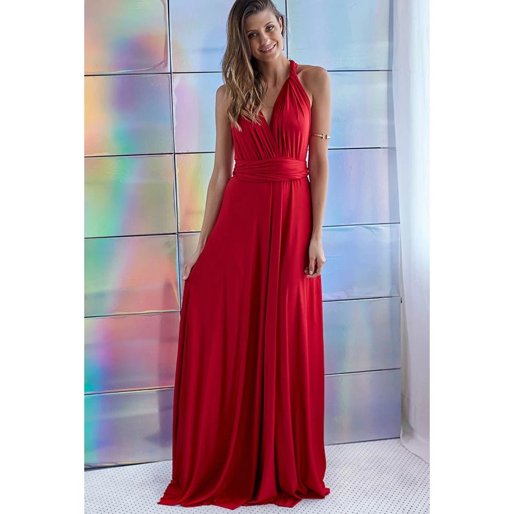 Sexy Women Multiway Wrap Convertible Boho Maxi Club Red Dress Bandage Long Dress Party Bridesmaids Infinity Robe Longue Femme - PratSN