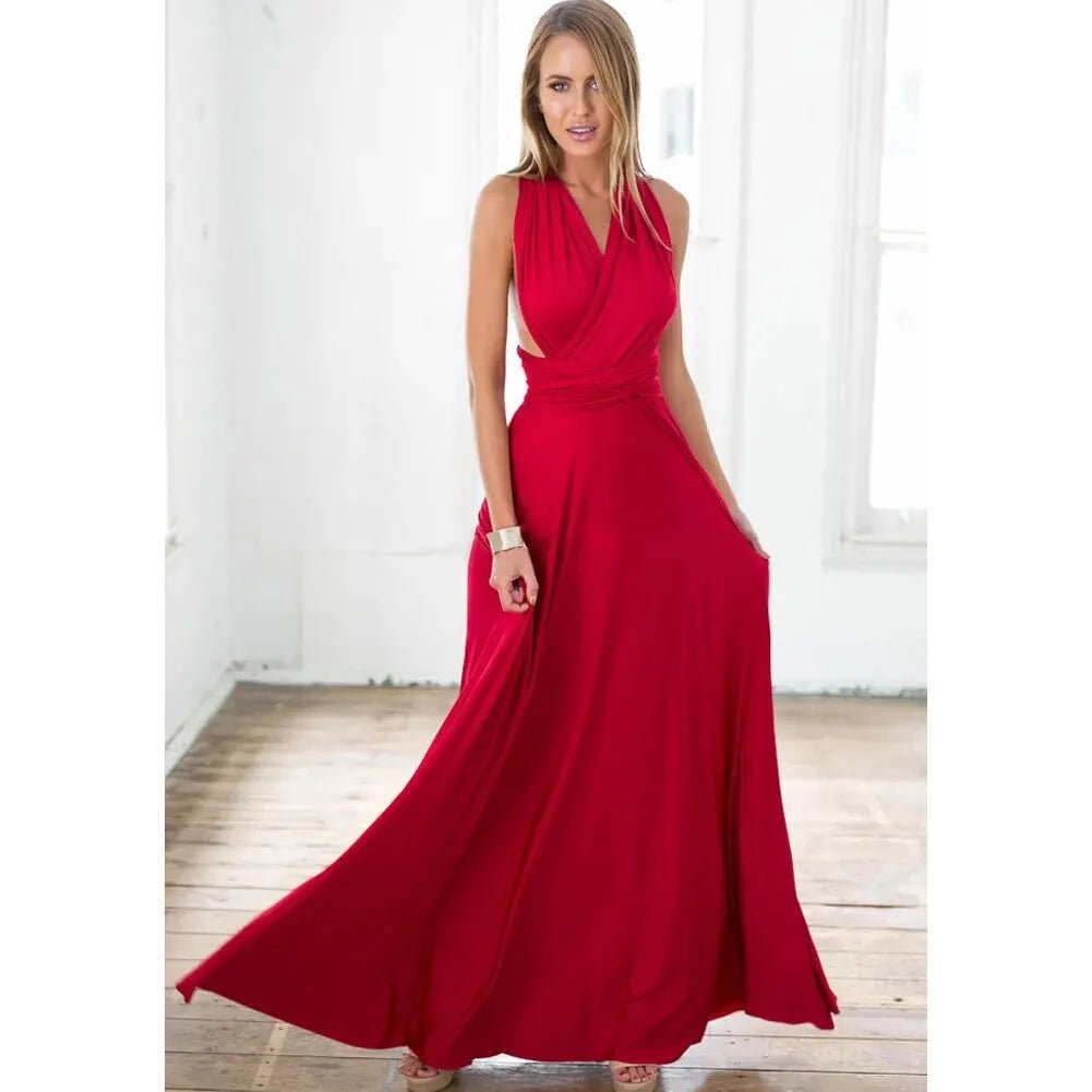 Sexy Women Multiway Wrap Convertible Boho Maxi Club Red Dress Bandage Long Dress Party Bridesmaids Infinity Robe Longue Femme - PratSN