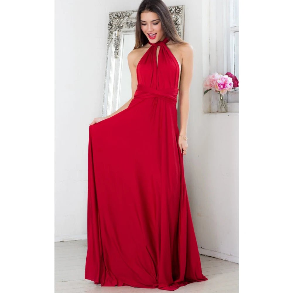 Sexy Women Multiway Wrap Convertible Boho Maxi Club Red Dress Bandage Long Dress Party Bridesmaids Infinity Robe Longue Femme - PratSN