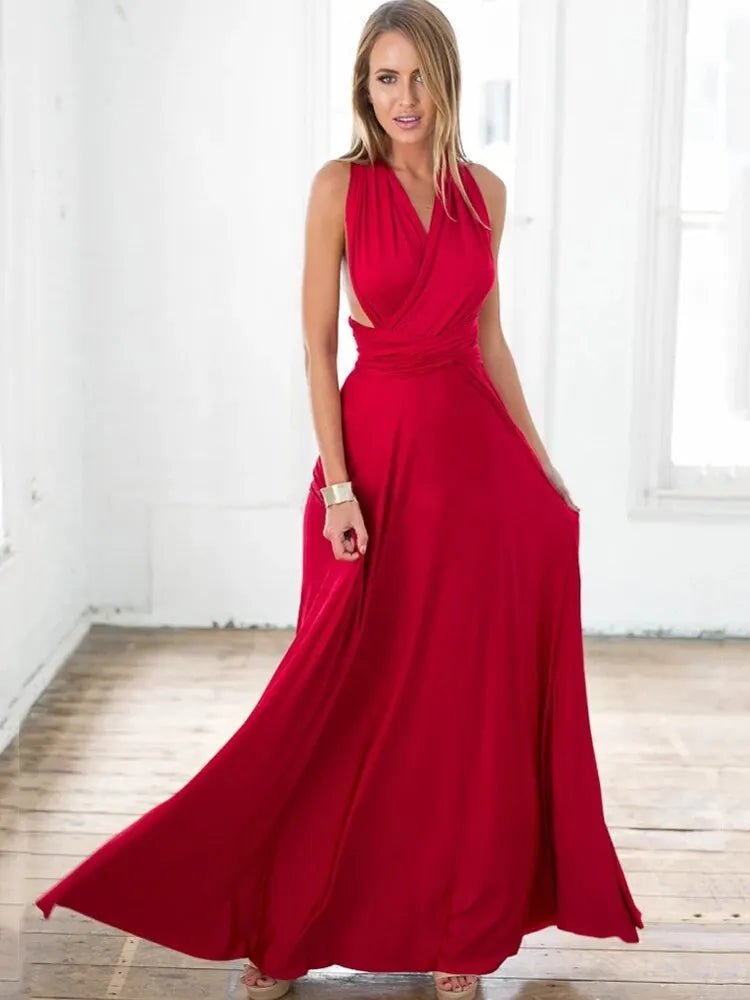 Sexy Women Multiway Wrap Convertible Boho Maxi Club Red Dress Bandage Long Dress Party Bridesmaids Infinity Robe Longue Femme - PratSN
