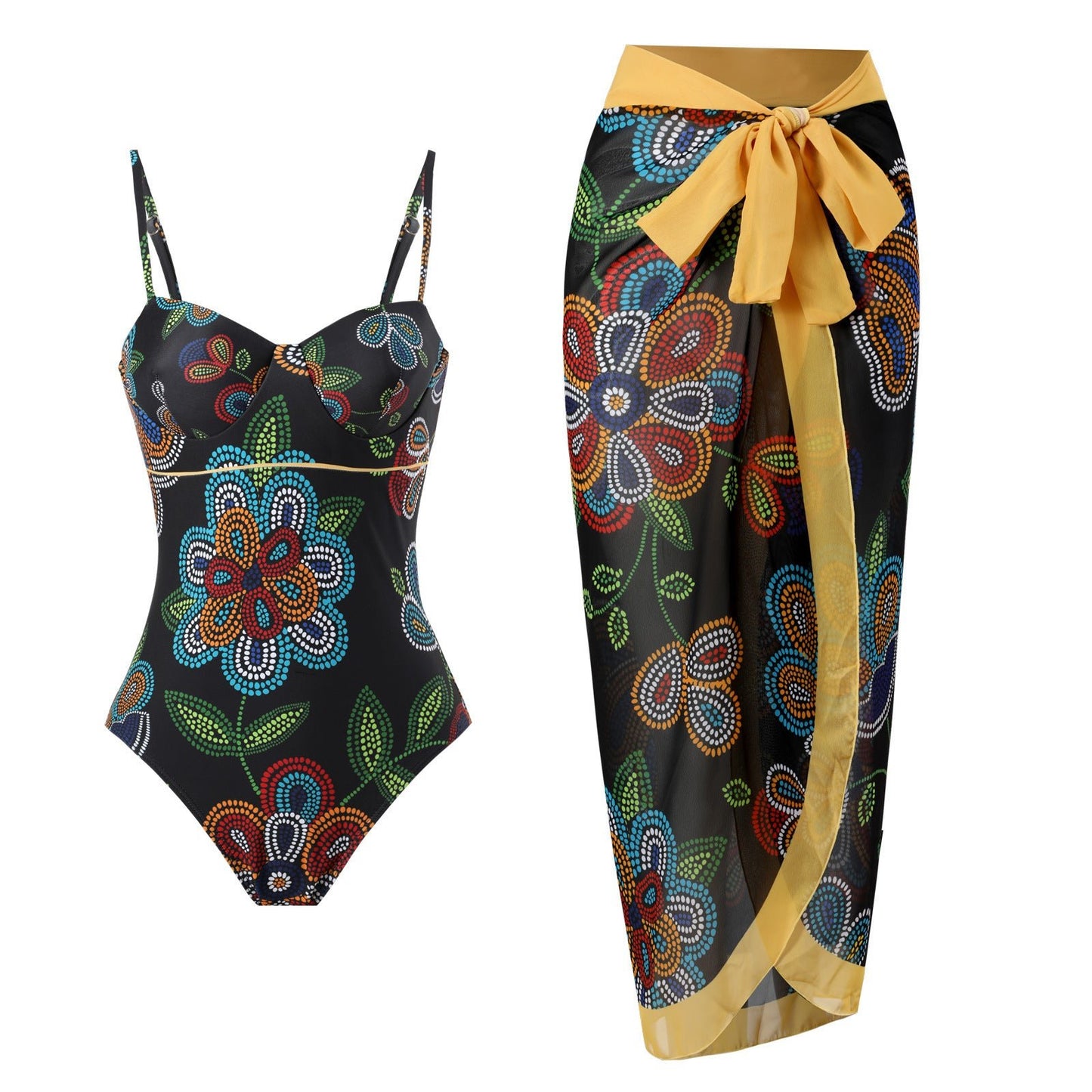 Siamese Conservative Covering Belly Thin Swimsuit French Retro One - piece Bikini - PratSN