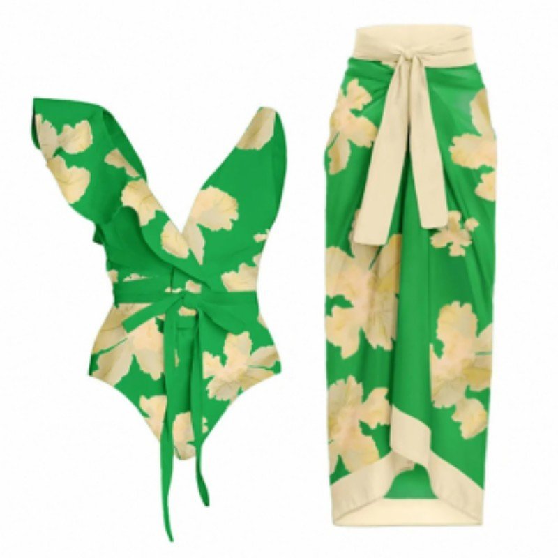 Siamese Conservative Covering Belly Thin Swimsuit French Retro One - piece Bikini - PratSN