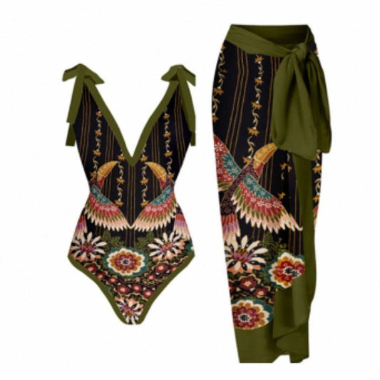 Siamese Conservative Covering Belly Thin Swimsuit French Retro One - piece Bikini - PratSN