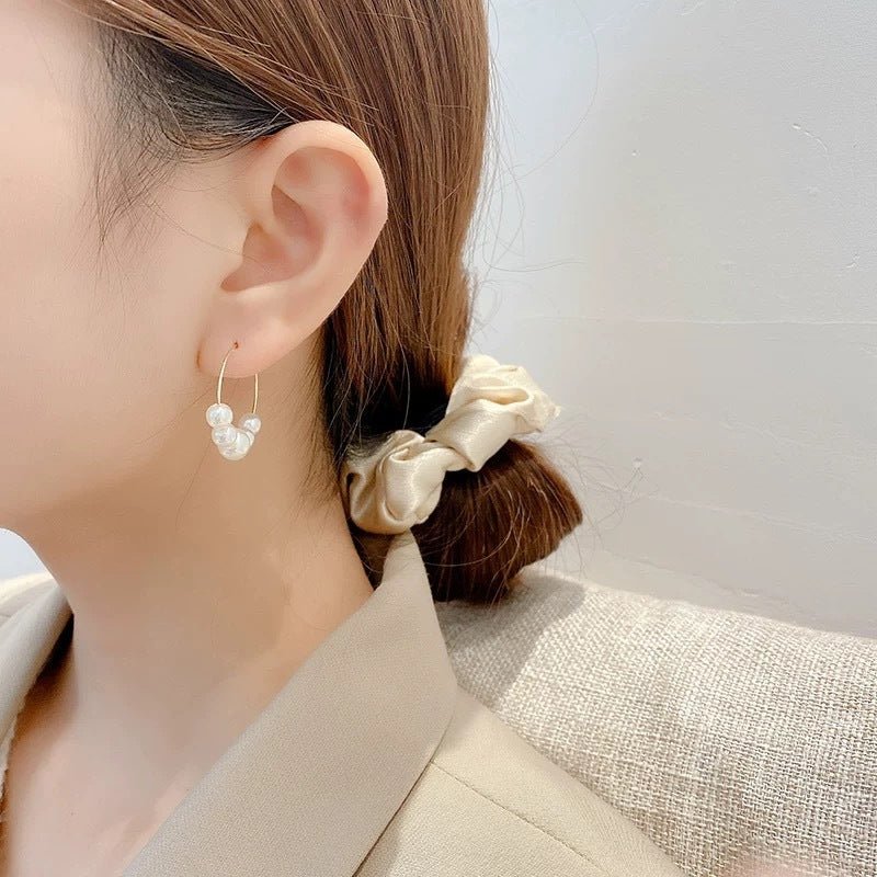 Simple Pearl Grace Internet Celebrity Hoop Earrings - PratSN