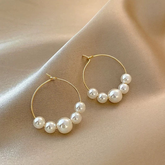 Simple Pearl Grace Internet Celebrity Hoop Earrings - PratSN