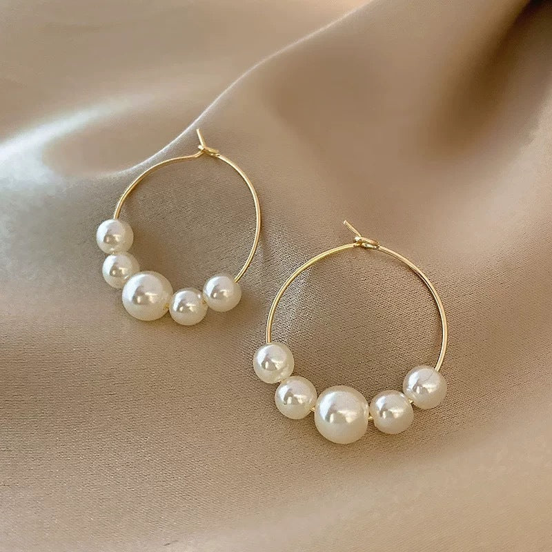 Simple Pearl Grace Internet Celebrity Hoop Earrings - PratSN