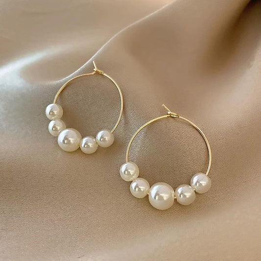 Simple Pearl Grace Internet Celebrity Hoop Earrings - PratSN