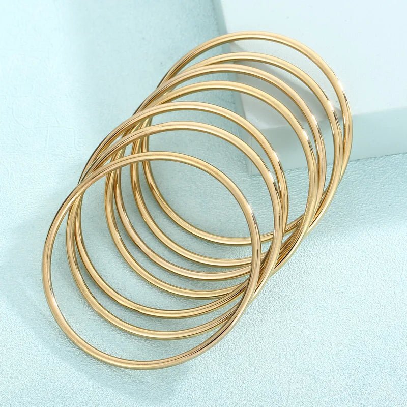 Simple Stainless Steel Bracelet For Women Men Gold Silver Color Geometry Wire Round Bangle Female Trendy Jewelry Wristband Gifts - PratSN