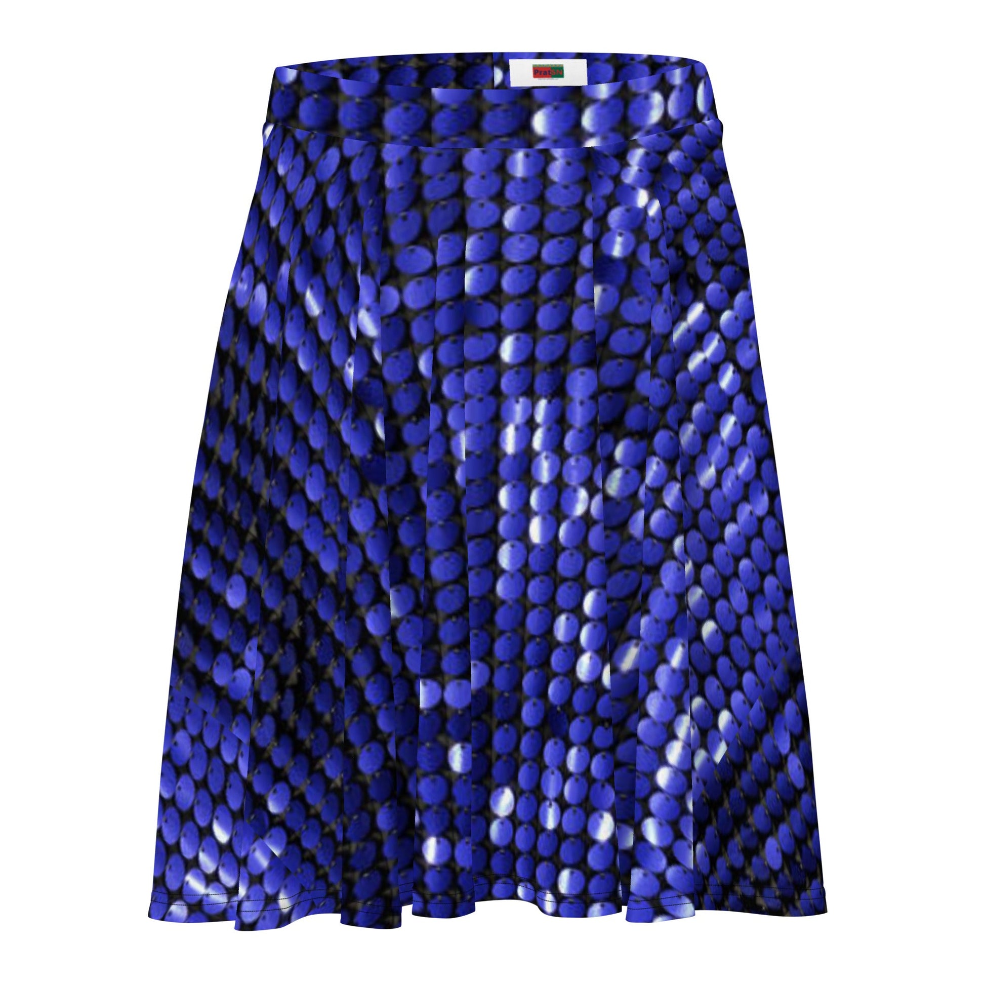 Skater Skirt, Women's Rhinestone Print Blue Color Skirt, Mini Skirt, Women's skater skirt, Cut & sew sublimation skirt, skater skirt for summer and spring - PratSN