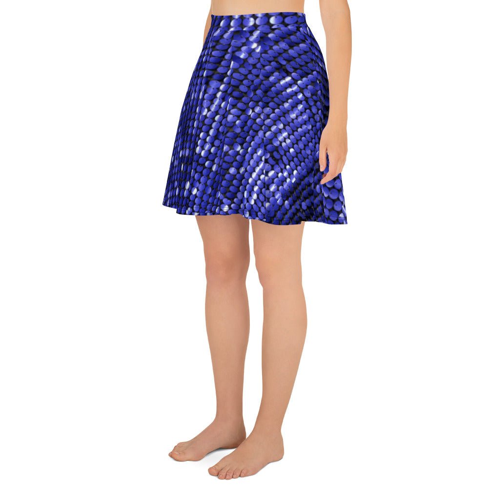 Skater Skirt, Women's Rhinestone Print Blue Color Skirt, Mini Skirt, Women's skater skirt, Cut & sew sublimation skirt, skater skirt for summer and spring - PratSN
