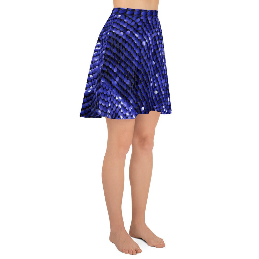 Skater Skirt, Women's Rhinestone Print Blue Color Skirt, Mini Skirt, Women's skater skirt, Cut & sew sublimation skirt, skater skirt for summer and spring - PratSN
