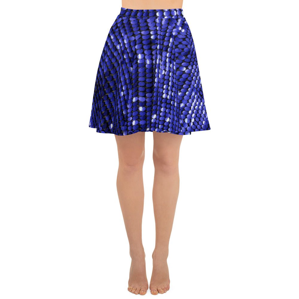 Skater Skirt, Women's Rhinestone Print Blue Color Skirt, Mini Skirt, Women's skater skirt, Cut & sew sublimation skirt, skater skirt for summer and spring - PratSN