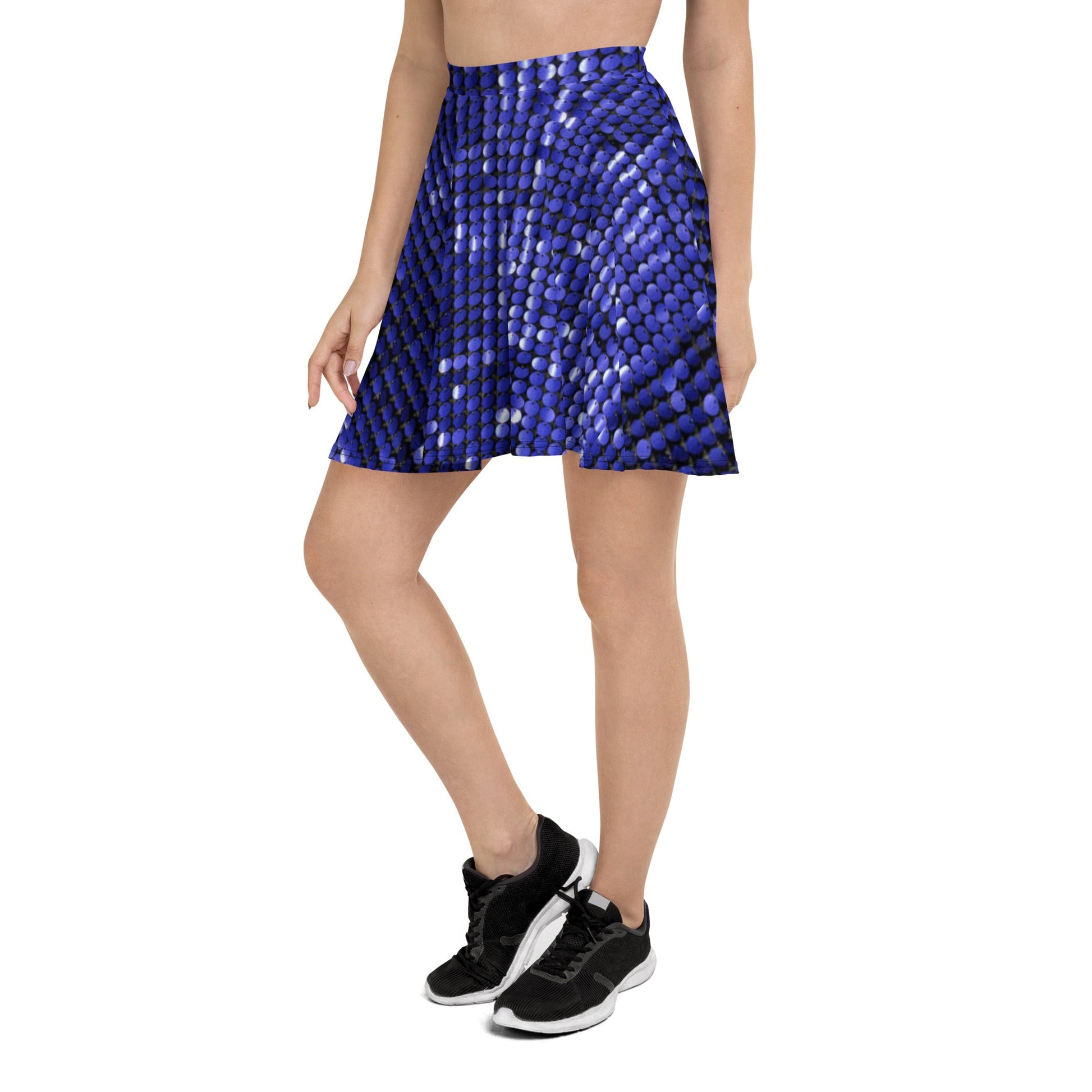 Skater Skirt, Women's Rhinestone Print Blue Color Skirt, Mini Skirt, Women's skater skirt, Cut & sew sublimation skirt, skater skirt for summer and spring - PratSN