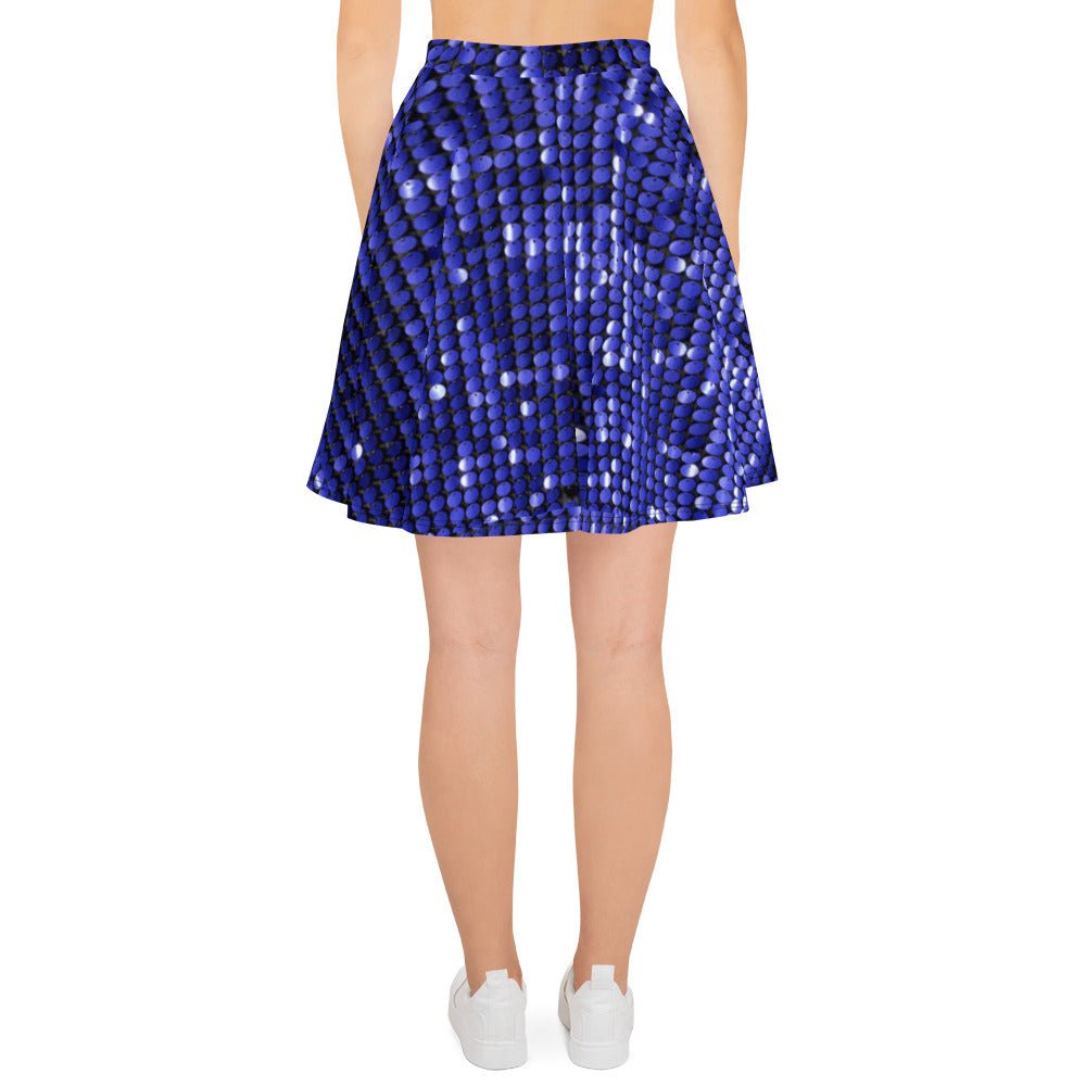 Skater Skirt, Women's Rhinestone Print Blue Color Skirt, Mini Skirt, Women's skater skirt, Cut & sew sublimation skirt, skater skirt for summer and spring - PratSN