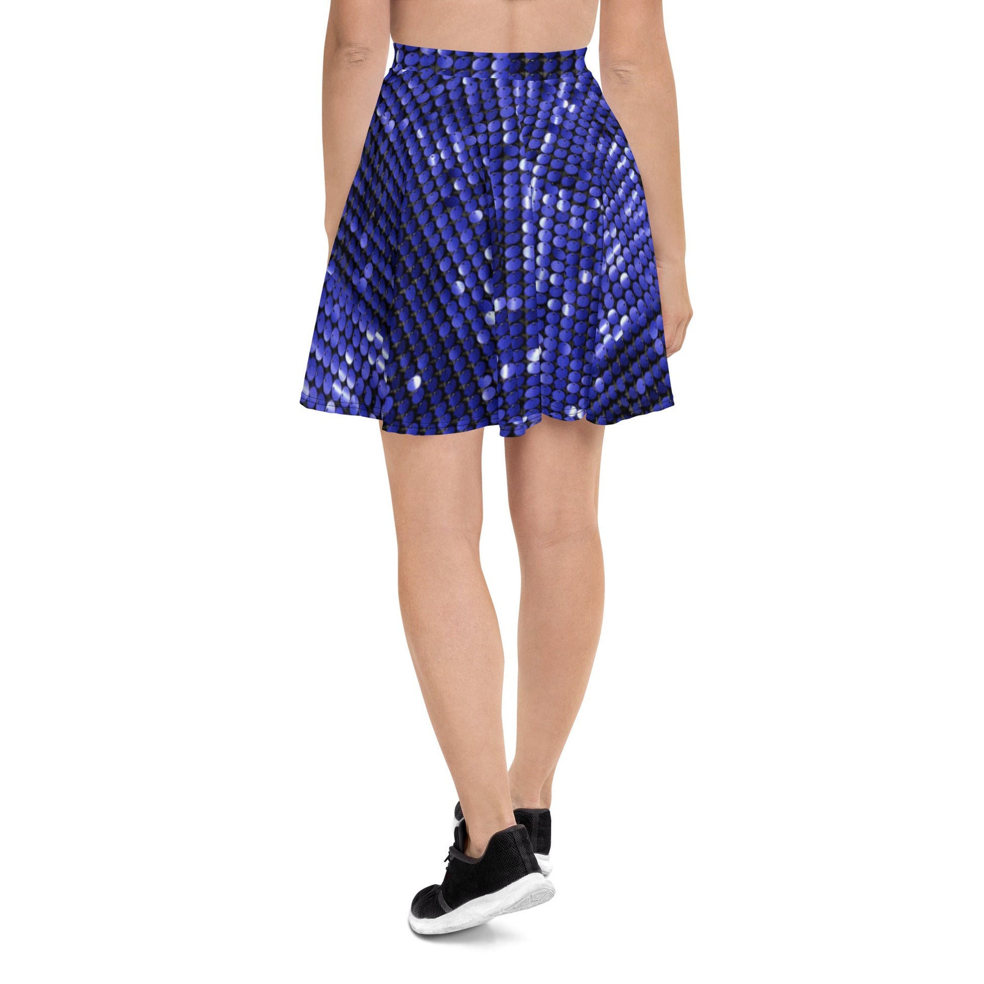 Skater Skirt, Women's Rhinestone Print Blue Color Skirt, Mini Skirt, Women's skater skirt, Cut & sew sublimation skirt, skater skirt for summer and spring - PratSN