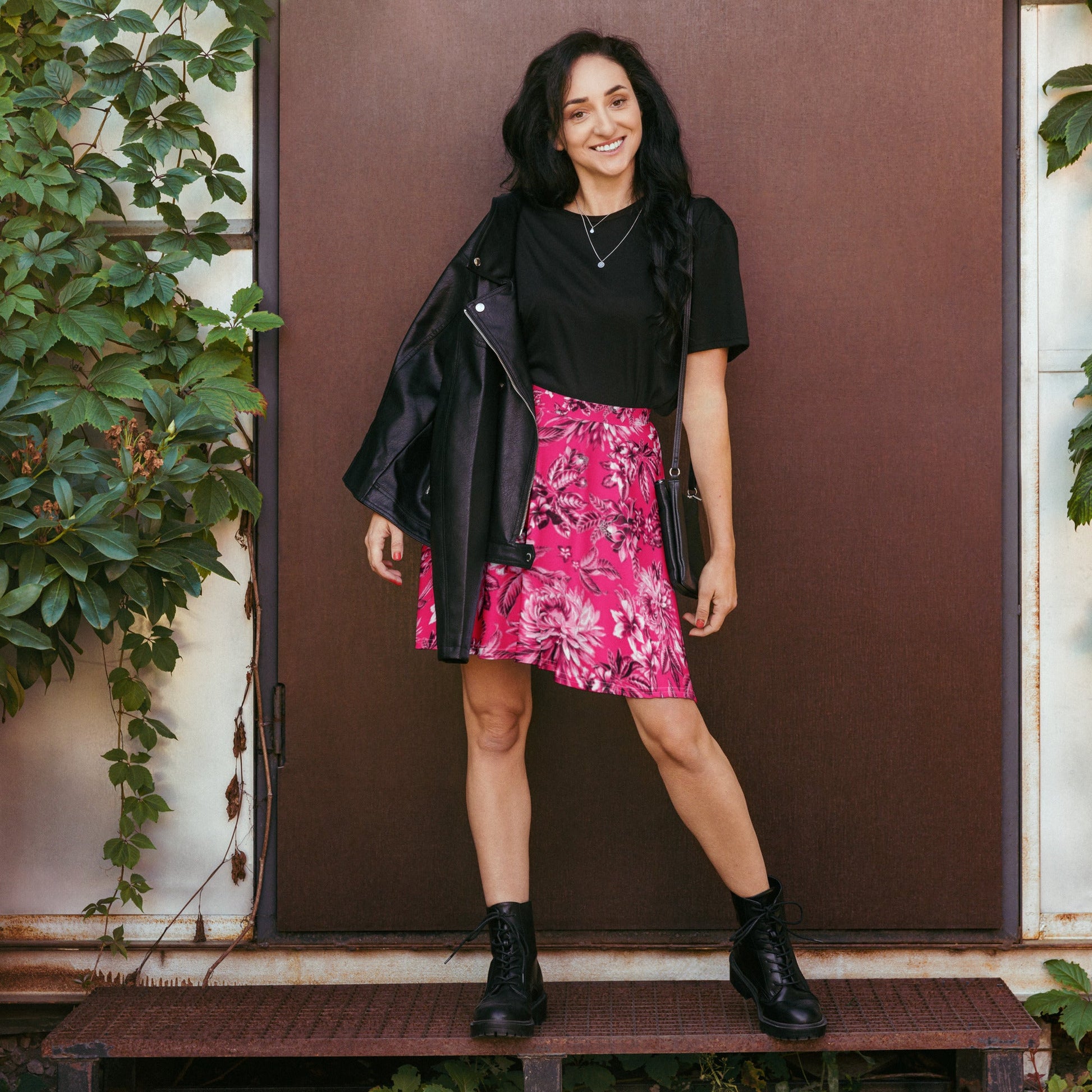 Skater Skirt, Women's skater skirt, Multi color skirt, Blooming pattern skater skirt, Cut & sew sublimation skirt, skater skirt for summer and spring - PratSN