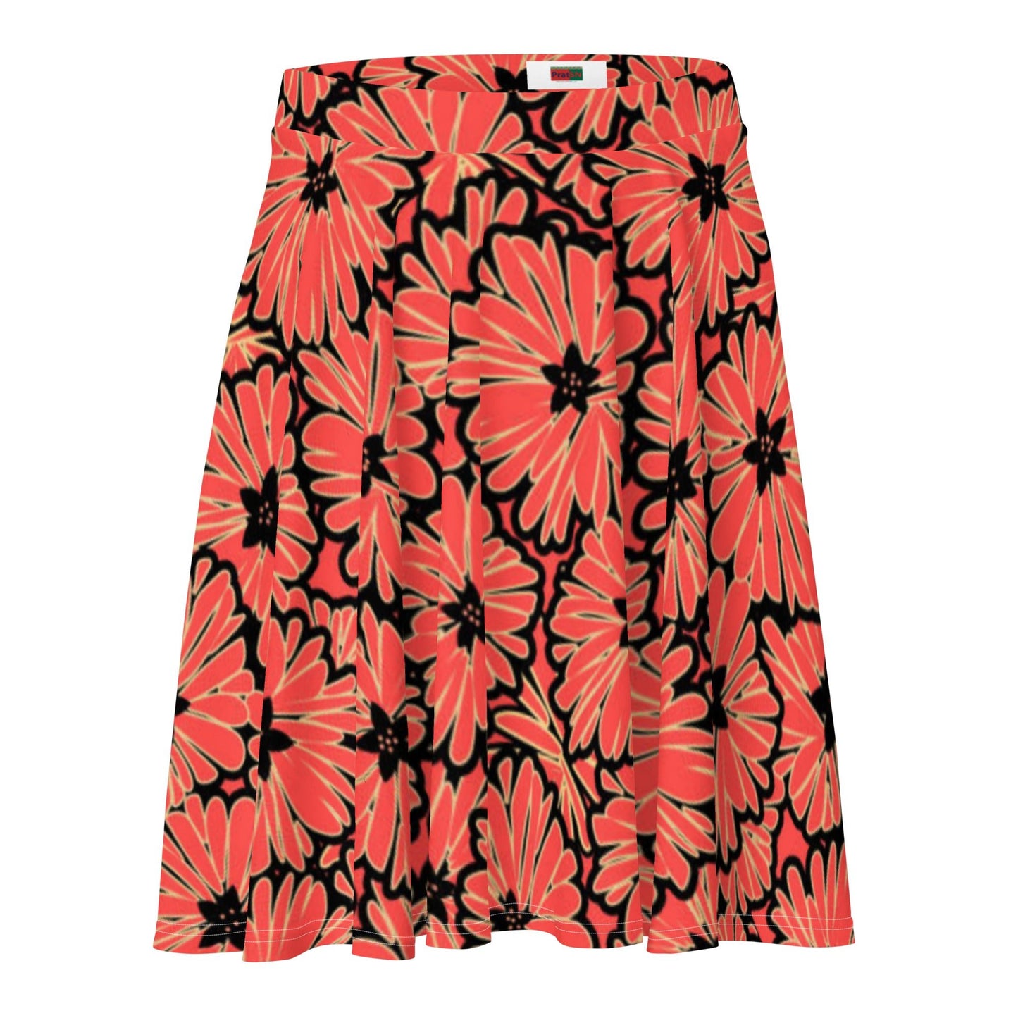 Skater Skirt, Women's skater skirt, Multi color skirt, Blooming pattern skater skirt, Cut & sew sublimation skirt, skater skirt for summer and spring - PratSN