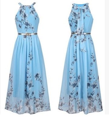 Sleeveless Print Floral Halter Bohemian Dress Dress - PratSN