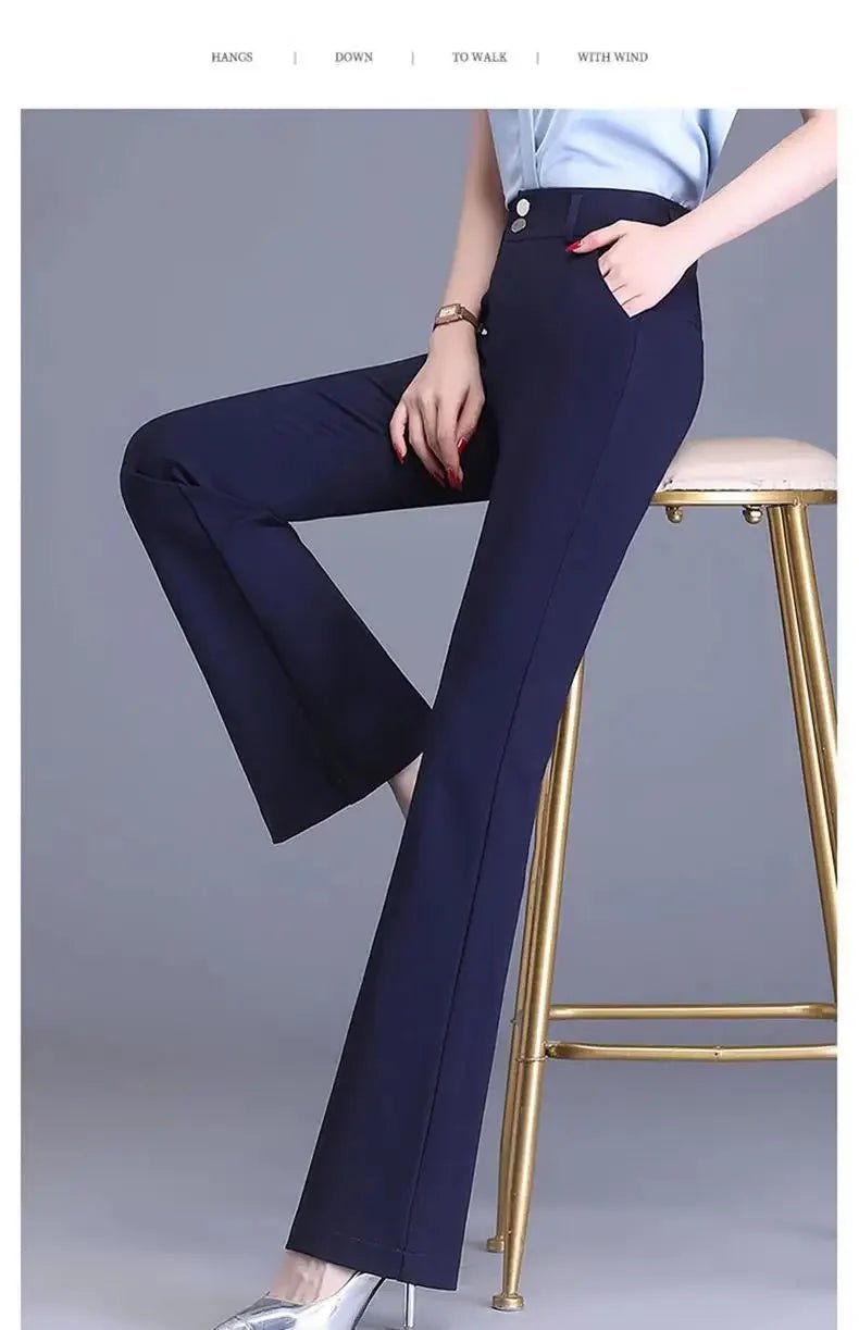 Slightly Flared Pants for Women High Waist Straight - leg Casual Women's Pants Draped Slim and Slim Suit Flared Pants - PratSN