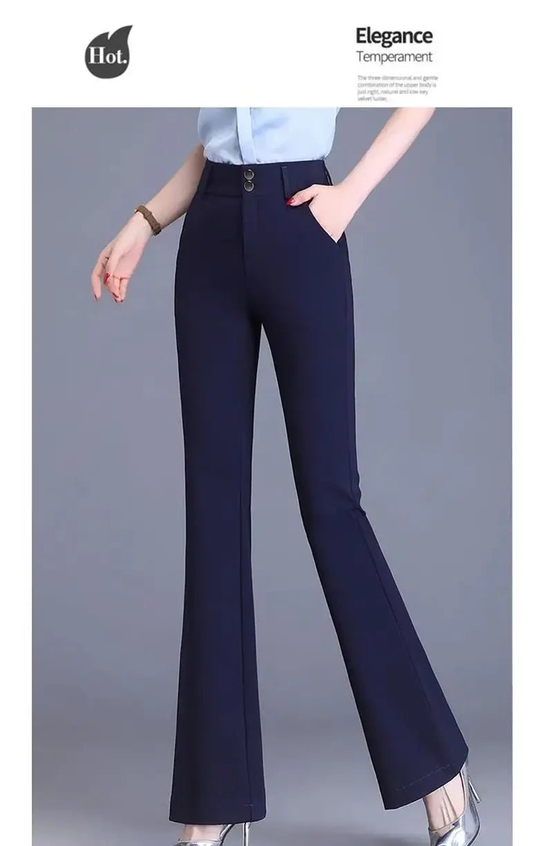 Slightly Flared Pants for Women High Waist Straight - leg Casual Women's Pants Draped Slim and Slim Suit Flared Pants - PratSN