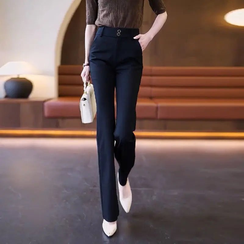 Slightly Flared Pants for Women High Waist Straight - leg Casual Women's Pants Draped Slim and Slim Suit Flared Pants - PratSN