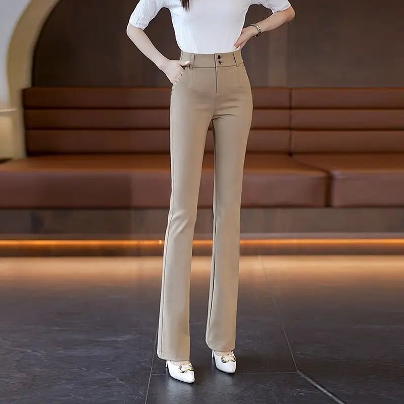 Slightly Flared Pants for Women High Waist Straight - leg Casual Women's Pants Draped Slim and Slim Suit Flared Pants - PratSN