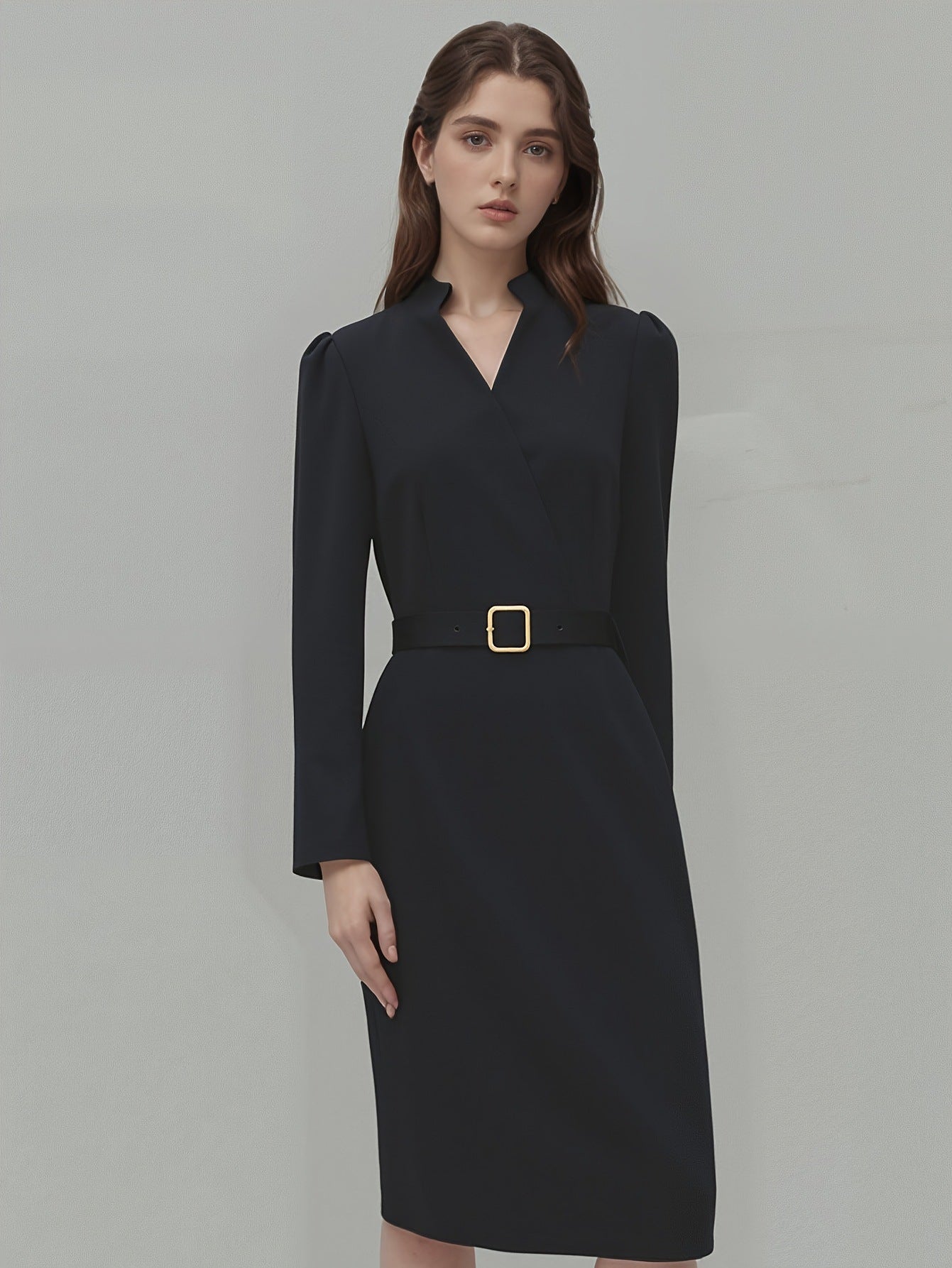Slim - fitting Casual Suit Dress V - neck Long - sleeved Dresses Commuting Office Clothing For Women - PratSN