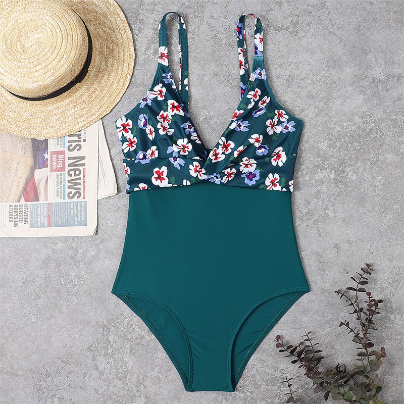 Slimming Color Matching One - piece Bikini Swimsuit For Women - PratSN