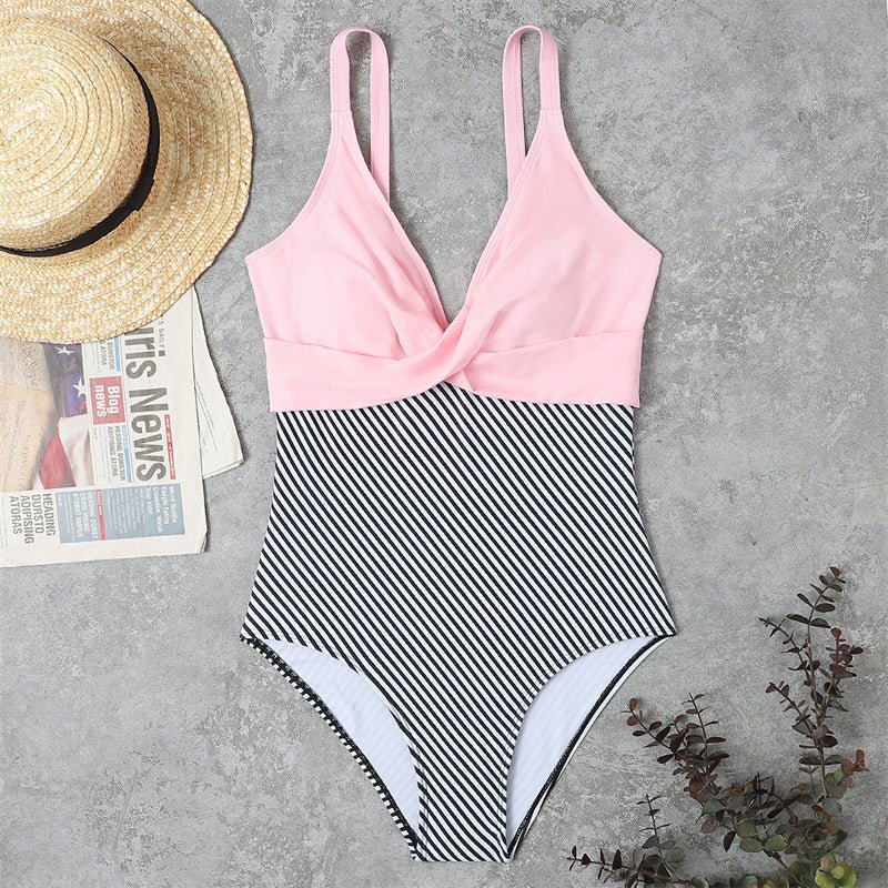 Slimming Color Matching One - piece Bikini Swimsuit For Women - PratSN
