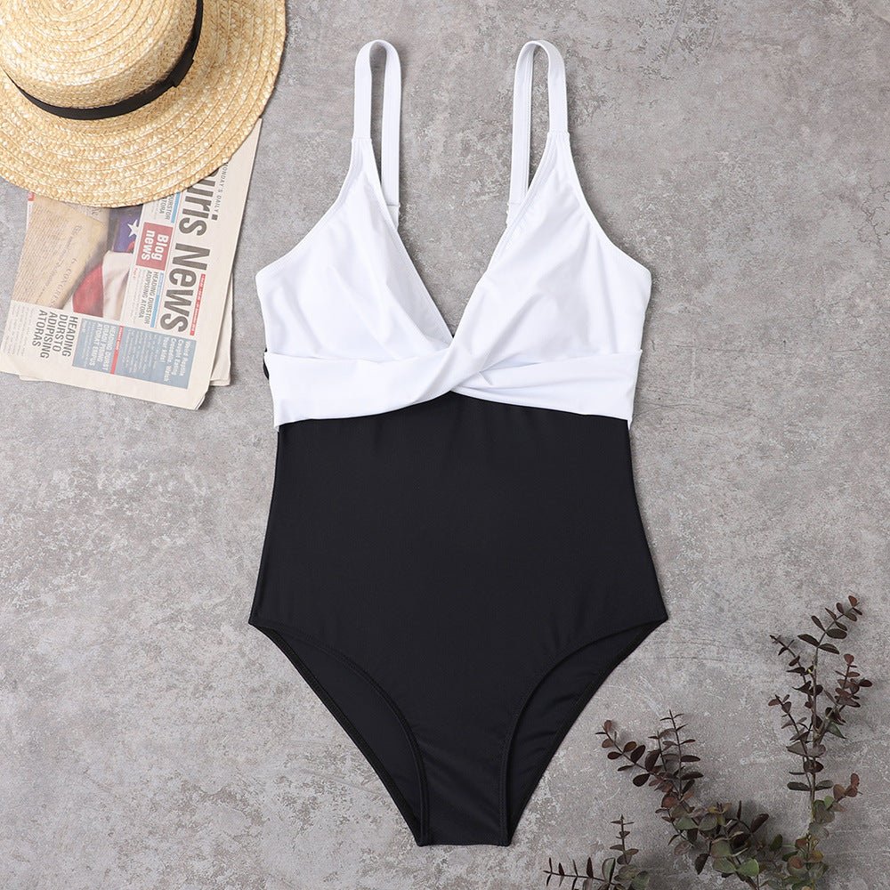 Slimming Color Matching One - piece Bikini Swimsuit For Women - PratSN