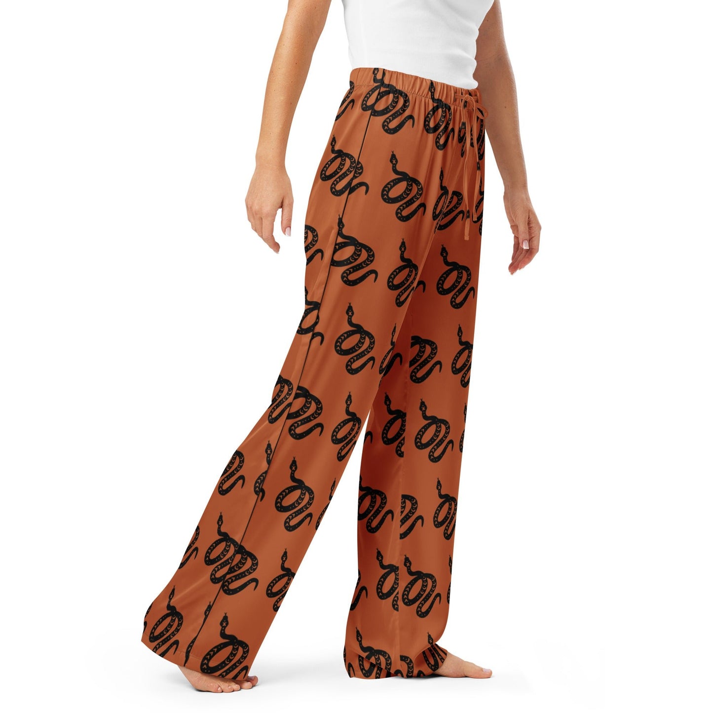 Snake Print women’s pajama pants in Tenné Brown - Serpentine Delight - PratSN