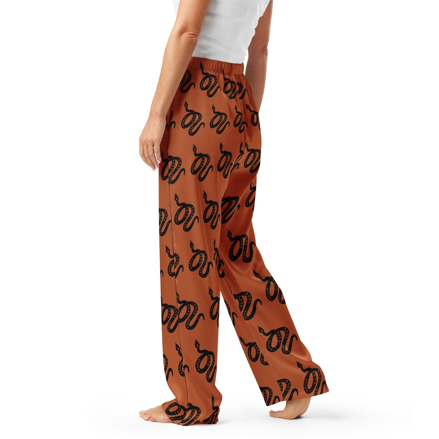 Snake Print women’s pajama pants in Tenné Brown - Serpentine Delight - PratSN