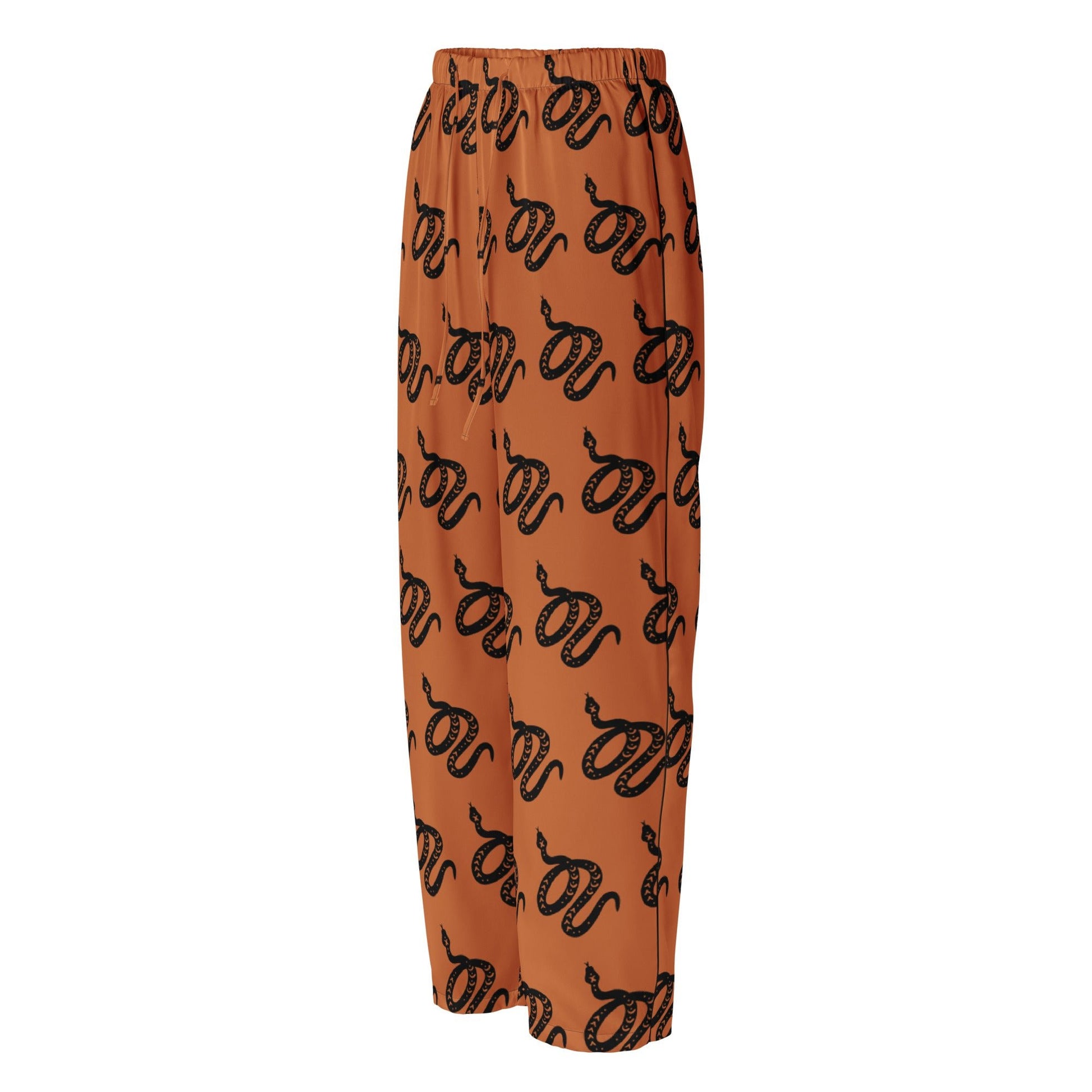 Snake Print women’s pajama pants in Tenné Brown - Serpentine Delight - PratSN