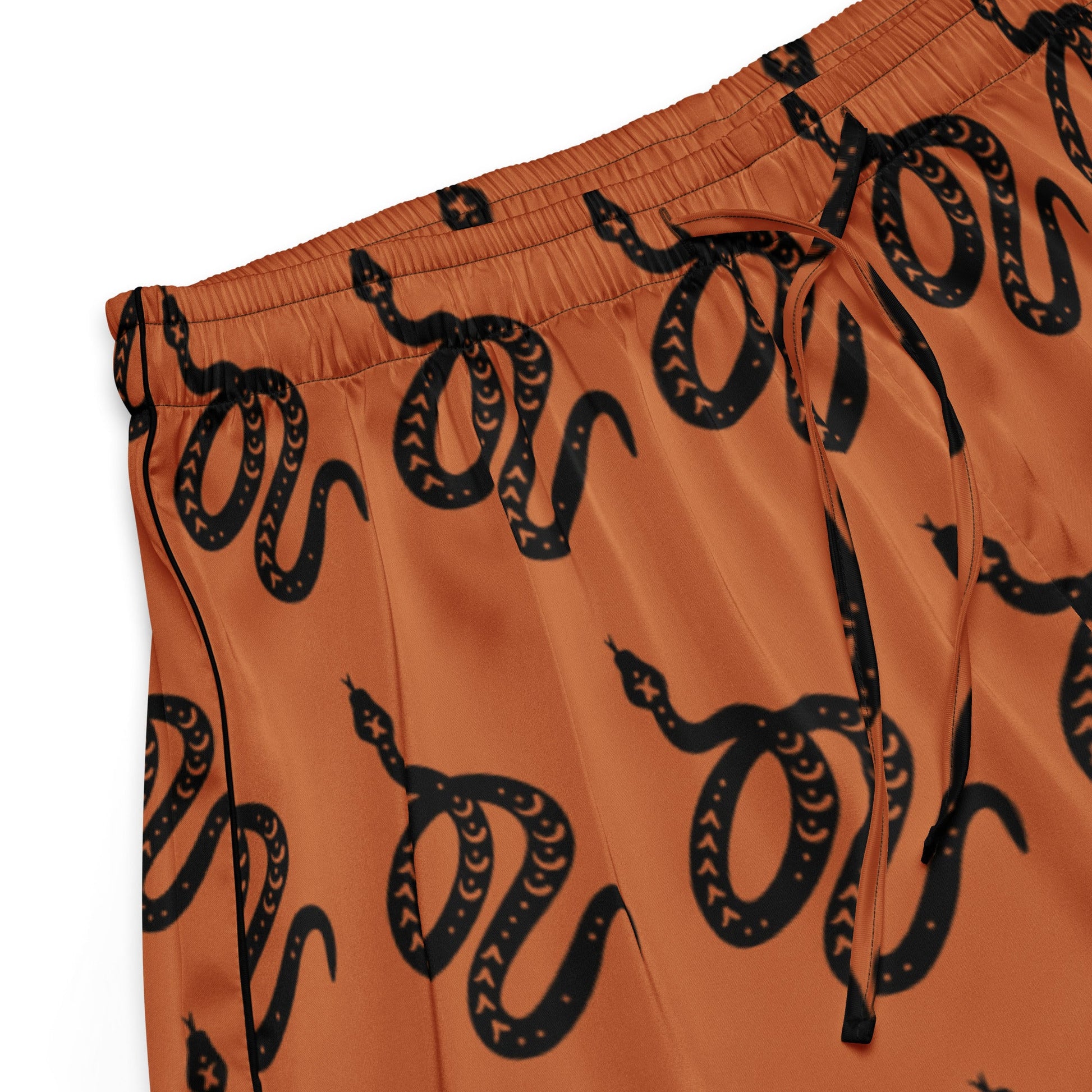 Snake Print Women’s Pajama Shorts in Tenné Brown - Serpentine Delight - PratSN