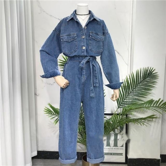 Solid Color Wide Leg Acrylic Jumpsuit Women's Long Sleeve One - piece Trousers - PratSN