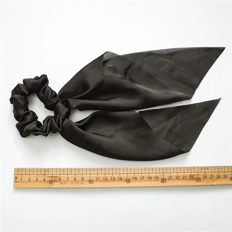 Solid Knotted Satin Long Hair Rope Korean Hair Ties For Women Ponytail Scarf Sweet Elastic Hair Band Girl Headwear Accessories - PratSN