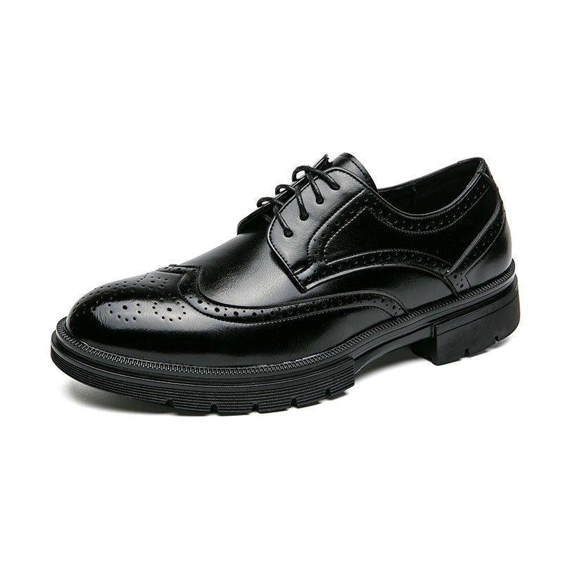 Spring And Autumn Men's Brogue Business Formal Wear Leather Shoes - PratSN
