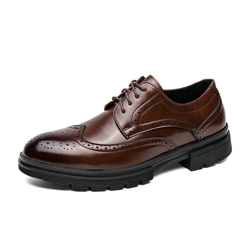 Spring And Autumn Men's Brogue Business Formal Wear Leather Shoes - PratSN