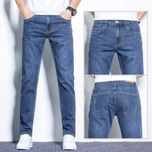 Spring and autumn new men's jeans, stretch pants, fashionable slim - fitting skinny pants, and men's mid - waist casual pants - PratSN